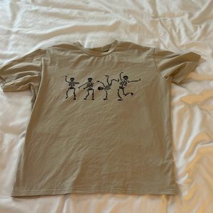 Tan Dancing Skeleton T-Shirt, Women’s Size Small